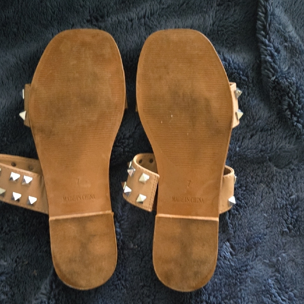 Steve Madden Tan Studded Slide Sandals - Picture 13 of 16